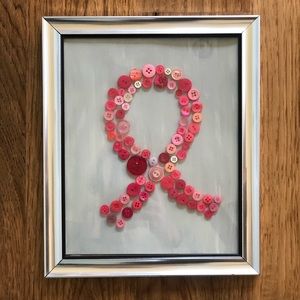 Breast Cancer Ribbon Button Art